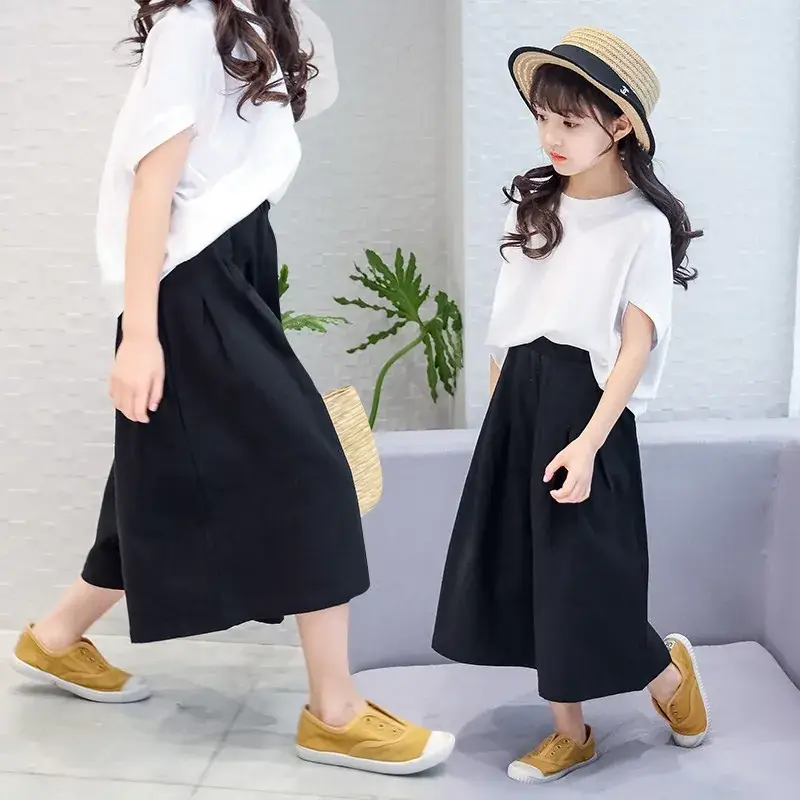 Girls Wide Leg Cropped Cotton Linen Pants Summer 2023 - Image 6