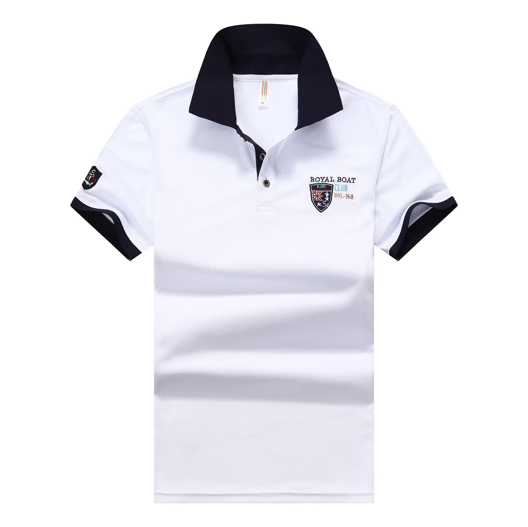 Men Navy Blue Polo Shirt with Logo - Image 8