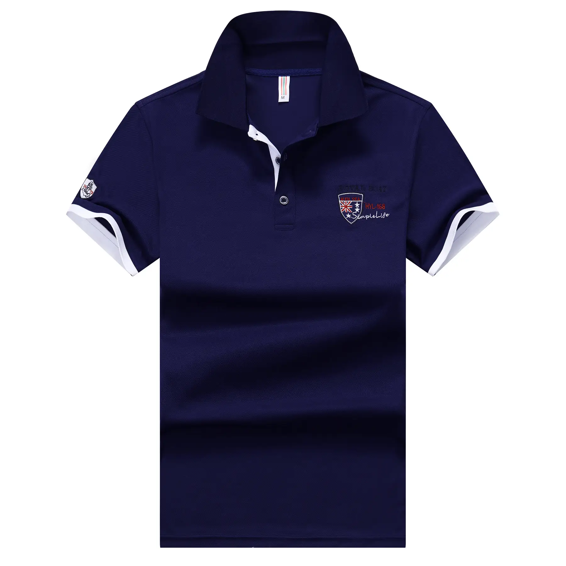 Men Navy Blue Polo Shirt with Logo - Image 3