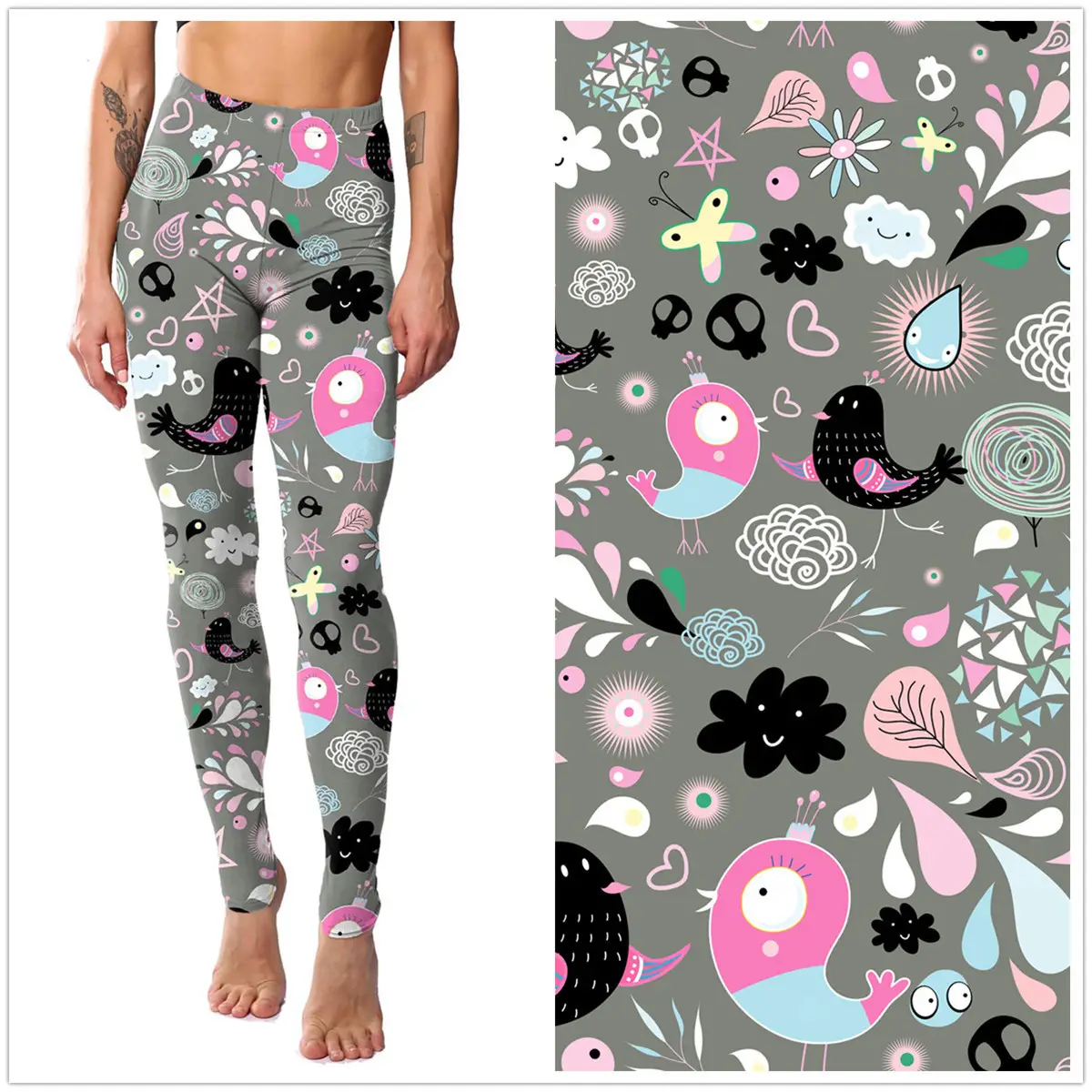Pink Flamingo Printed Leggings for Women
