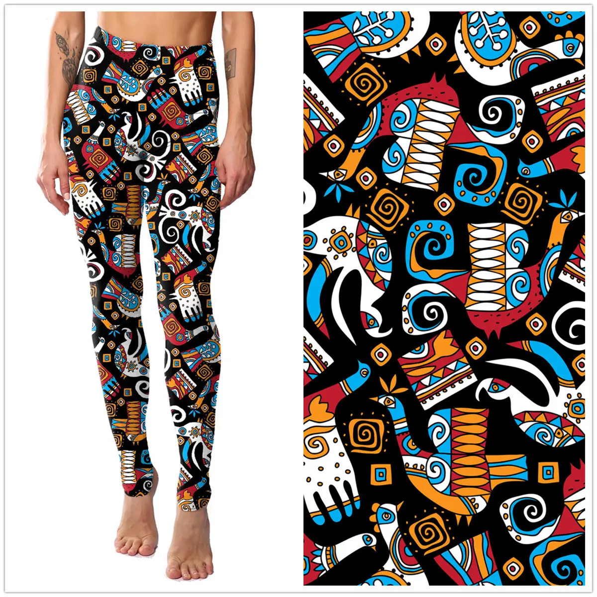 Pink Flamingo Printed Leggings for Women