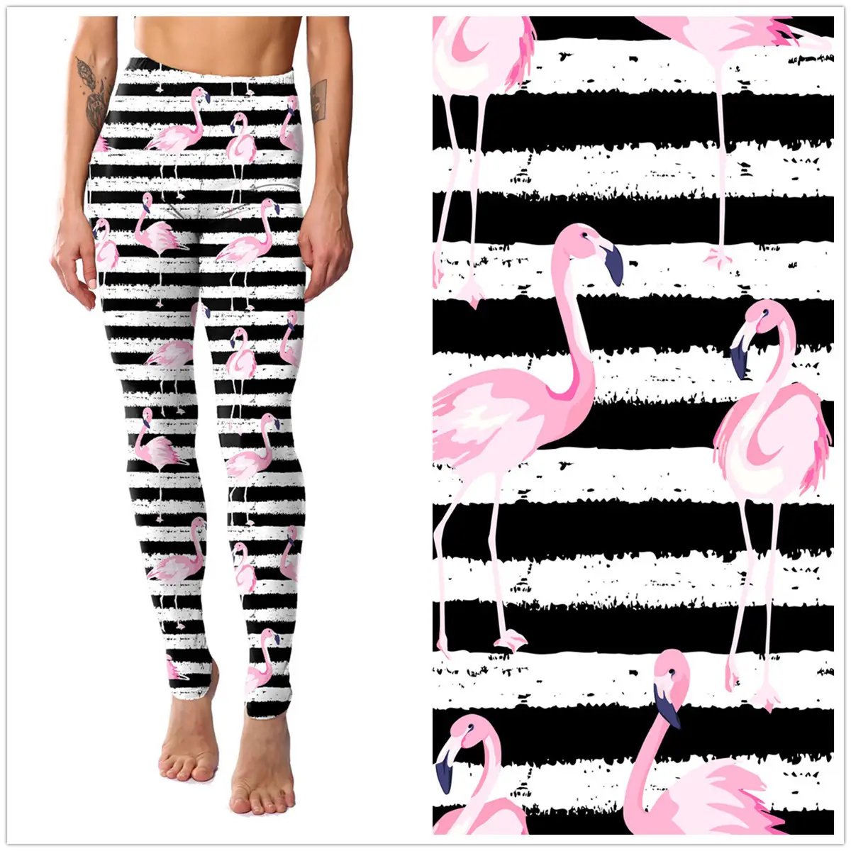 Pink Flamingo Printed Leggings for Women