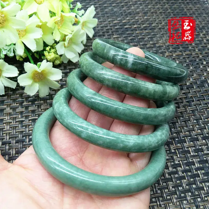 Guizhou Jade Dark Green Round Bracelet Set - Image 2
