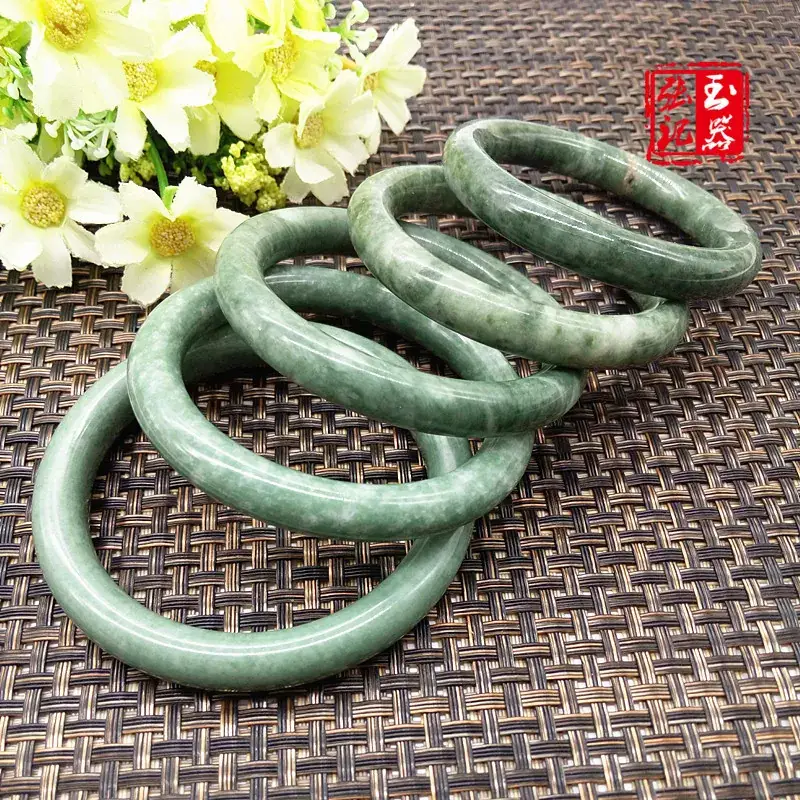 Guizhou Jade Dark Green Round Bracelet Set - Image 3