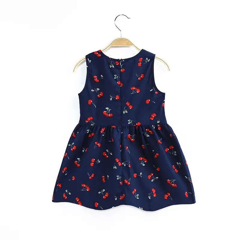 2024 Summer Girls Sleeveless Navy Heart Dress - Image 4