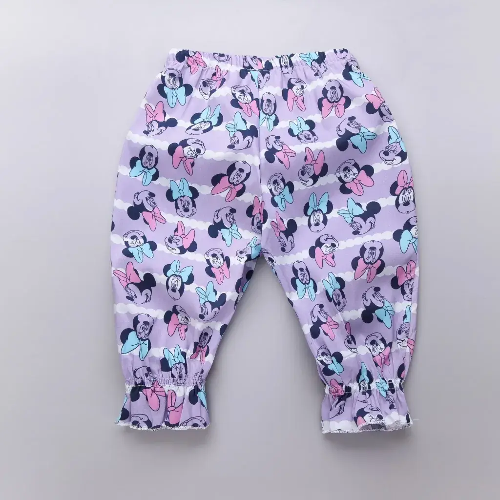 Girls Sleeveless Cartoon Princess Dress Lavender Capri Pants - Image 3
