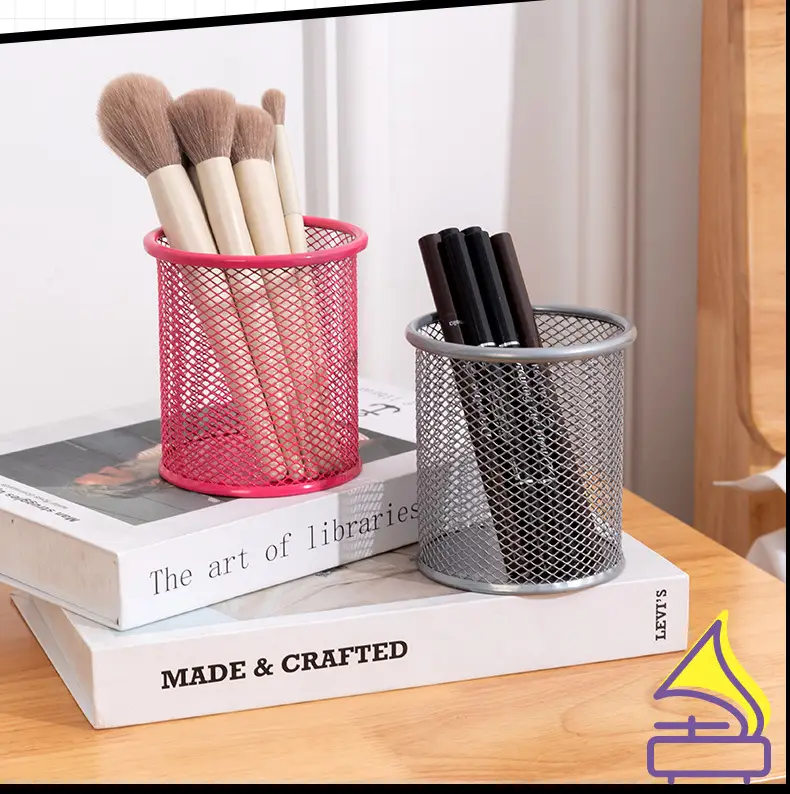 Blue Wrought Iron Square Pen Holder for Office Desk — feature 24