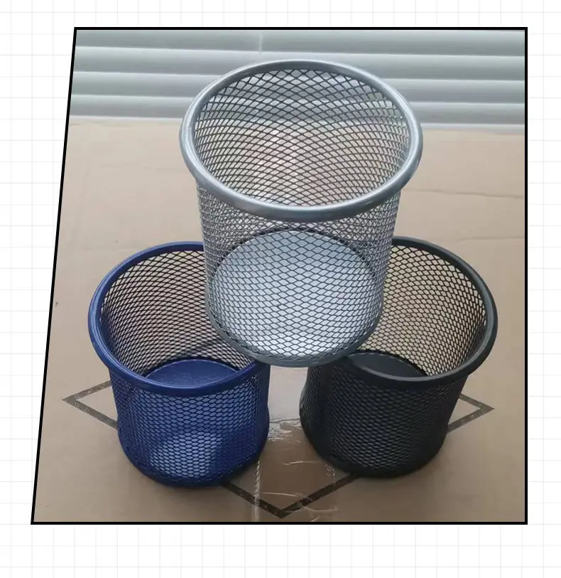 Blue Wrought Iron Square Pen Holder for Office Desk — feature 28