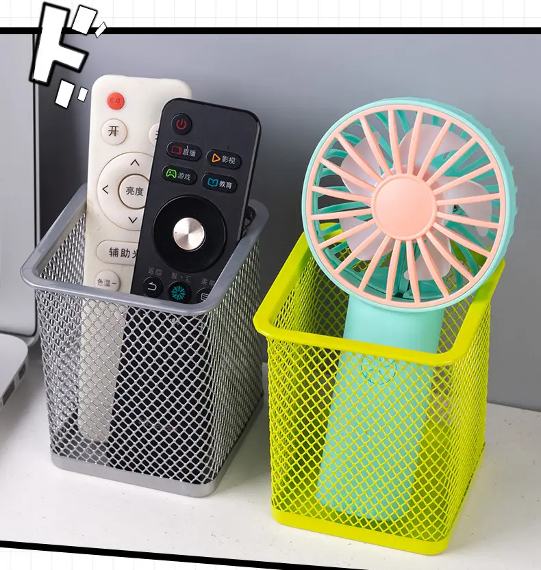 Blue Wrought Iron Square Pen Holder for Office Desk — feature 9