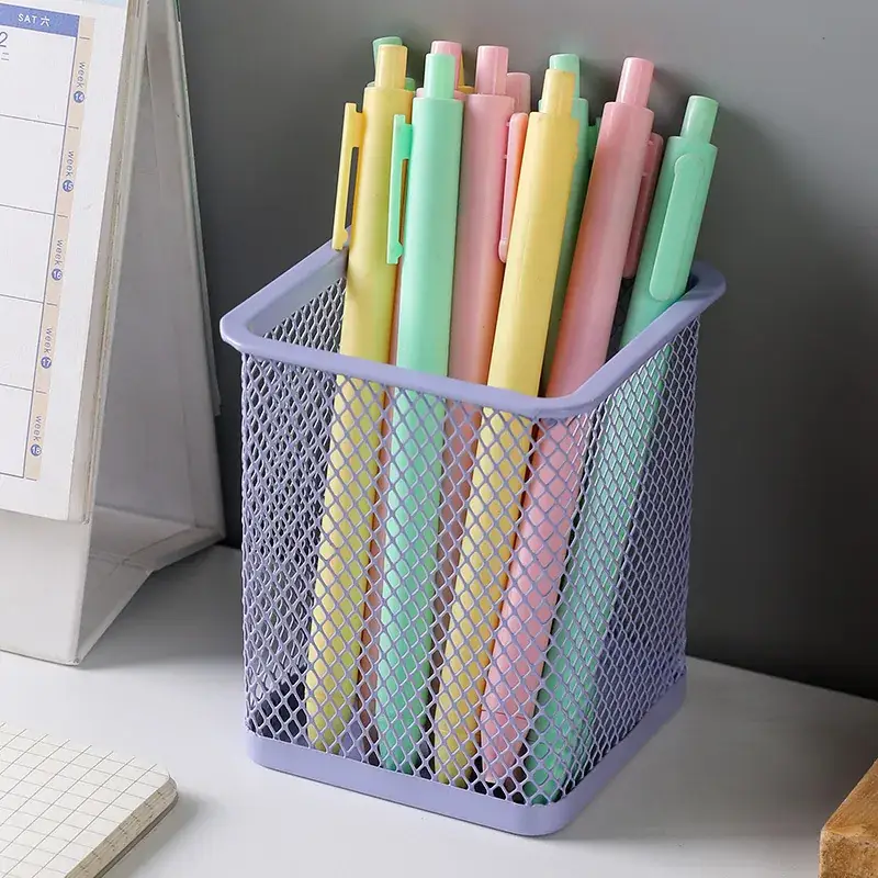 Blue Wrought Iron Square Pen Holder for Office Desk - Image 16