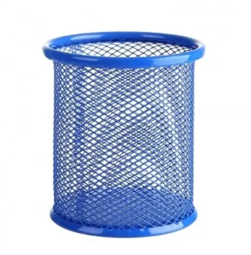 Blue Wrought Iron Square Pen Holder for Office Desk - Image 3