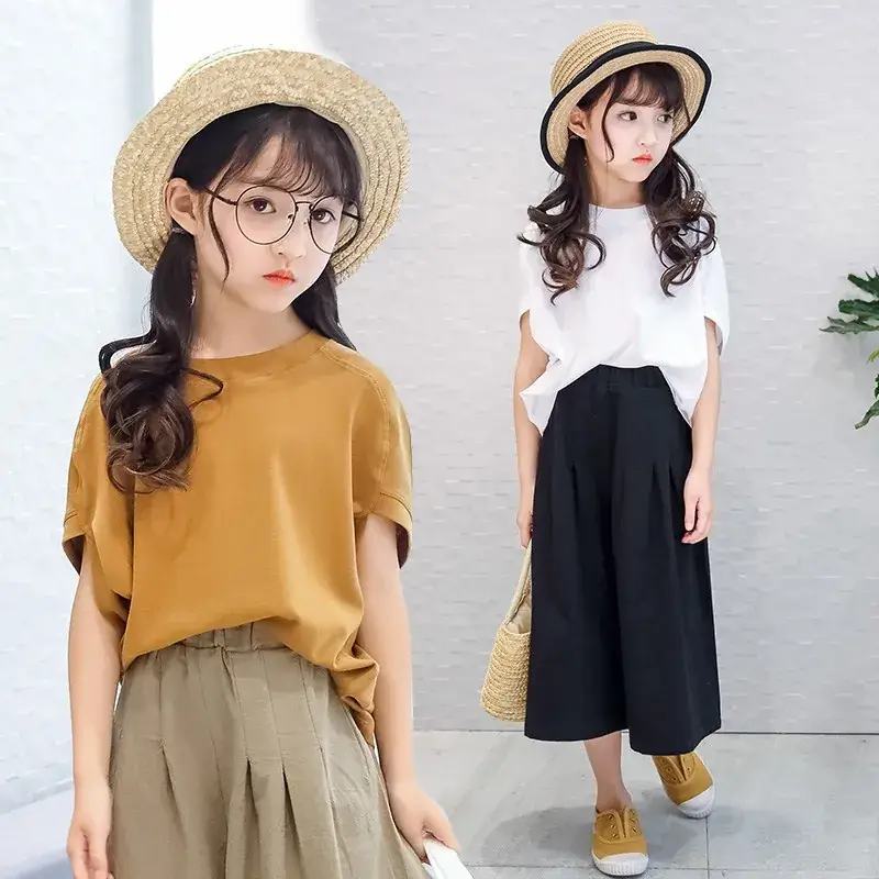 Girls T-Shirt Summer 2023 Large Irregular Bat Sleeve - Image 6