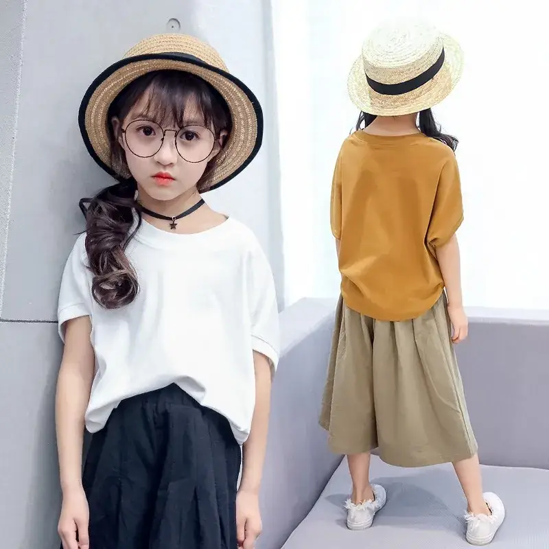 Girls T-Shirt Summer 2023 Large Irregular Bat Sleeve - Image 7