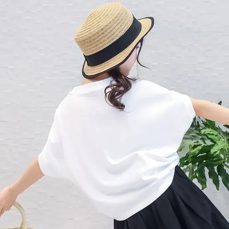 Girls T-Shirt Summer 2023 Large Irregular Bat Sleeve - Image 8