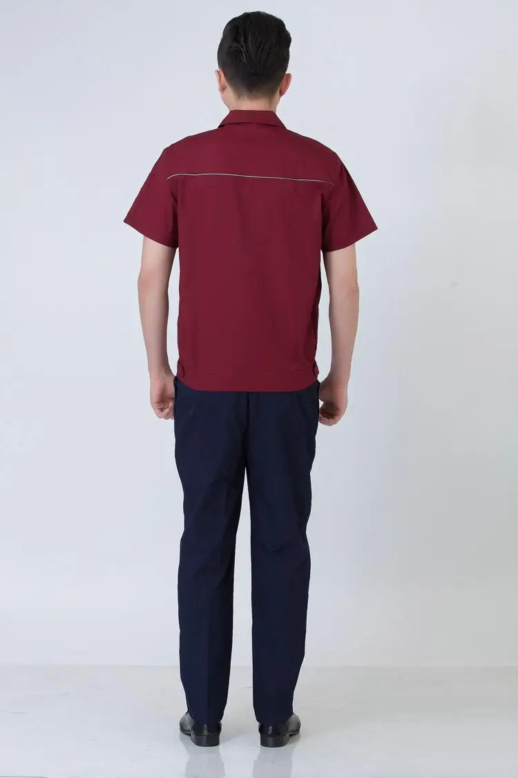 Men Maroon Short Sleeve Work Suit Half Sleeve Auto Repair Work Suit — feature 13