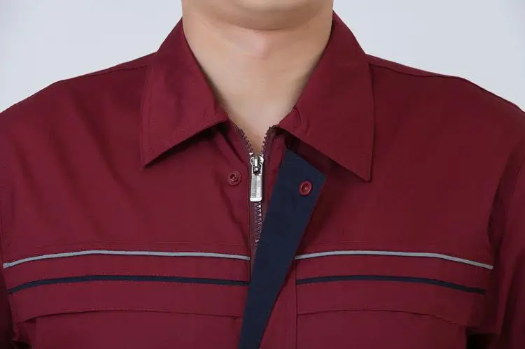 Men Maroon Short Sleeve Work Suit Half Sleeve Auto Repair Work Suit — feature 15