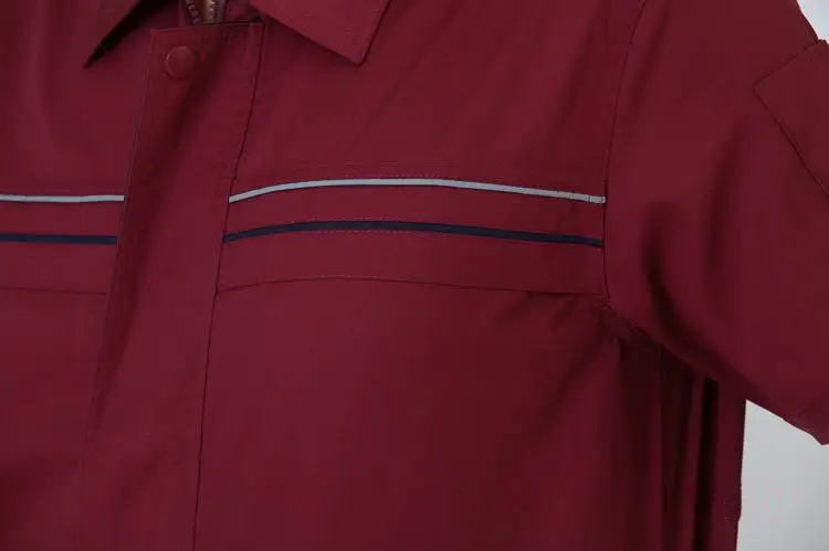Men Maroon Short Sleeve Work Suit Half Sleeve Auto Repair Work Suit — feature 16