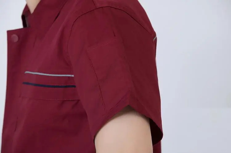 Men Maroon Short Sleeve Work Suit Half Sleeve Auto Repair Work Suit — feature 17