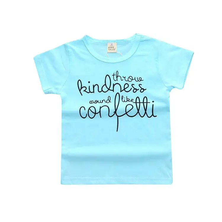 Light Blue Kindness T-Shirt for Kids Summer Casual Wear - Image 13