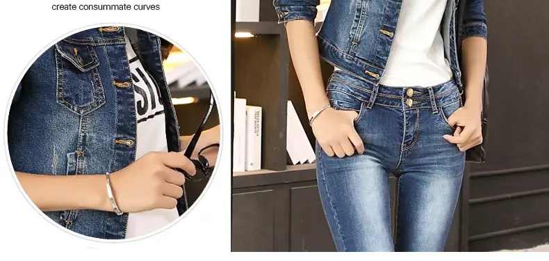2023 Women's Slim Fit Denim Jacket Solid Color — feature 12