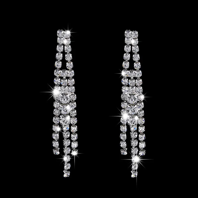 Diamond Silver Earrings for Bridal Wear - Image 3