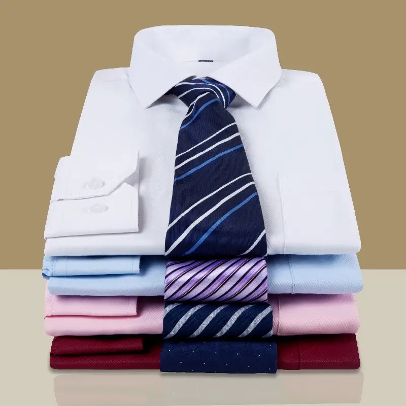 Long Sleeve Men's White Striped Business Shirt