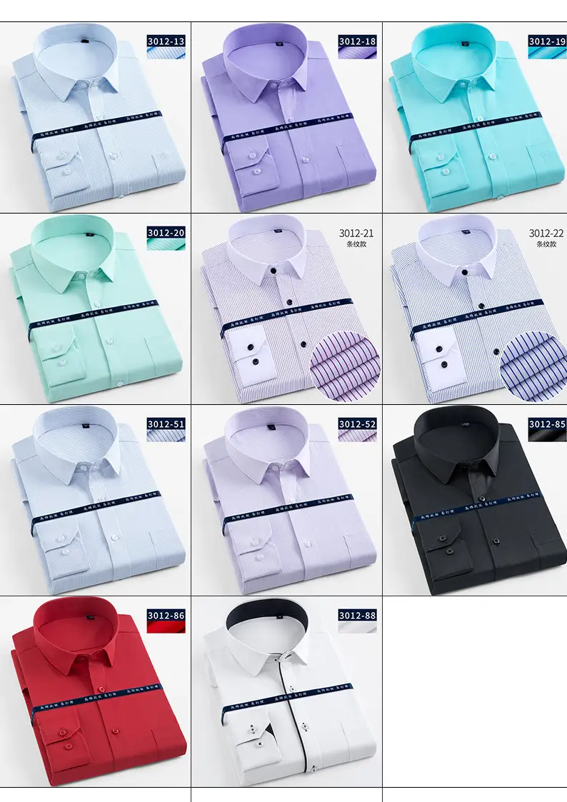 Long Sleeve Men's White Striped Business Shirt — feature 12