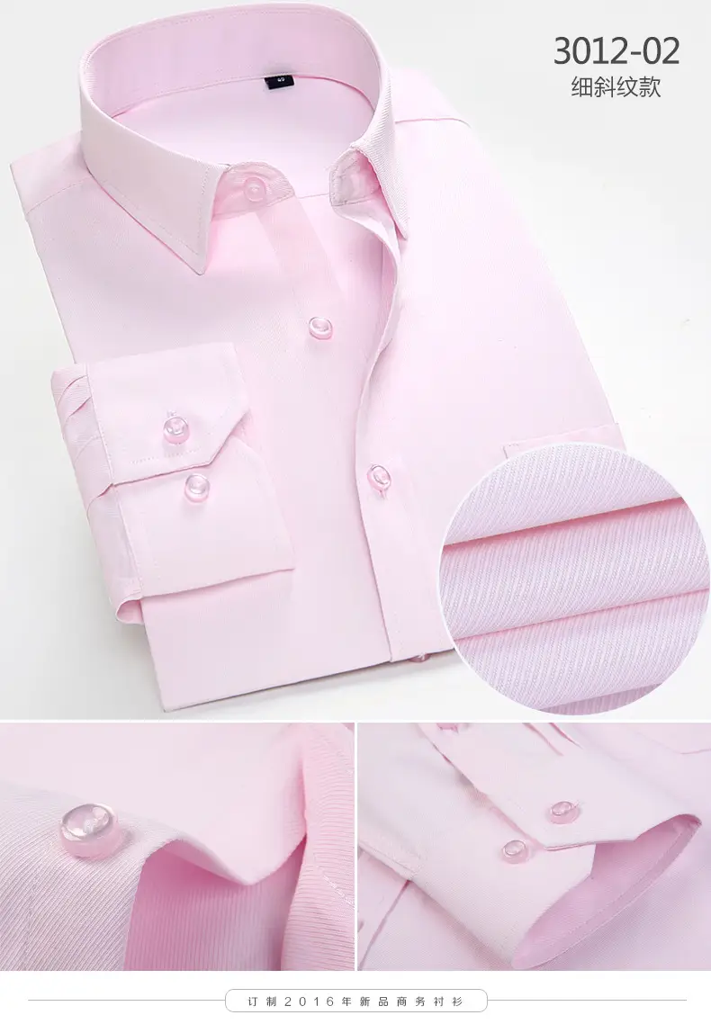 Long Sleeve Men's White Striped Business Shirt — feature 14