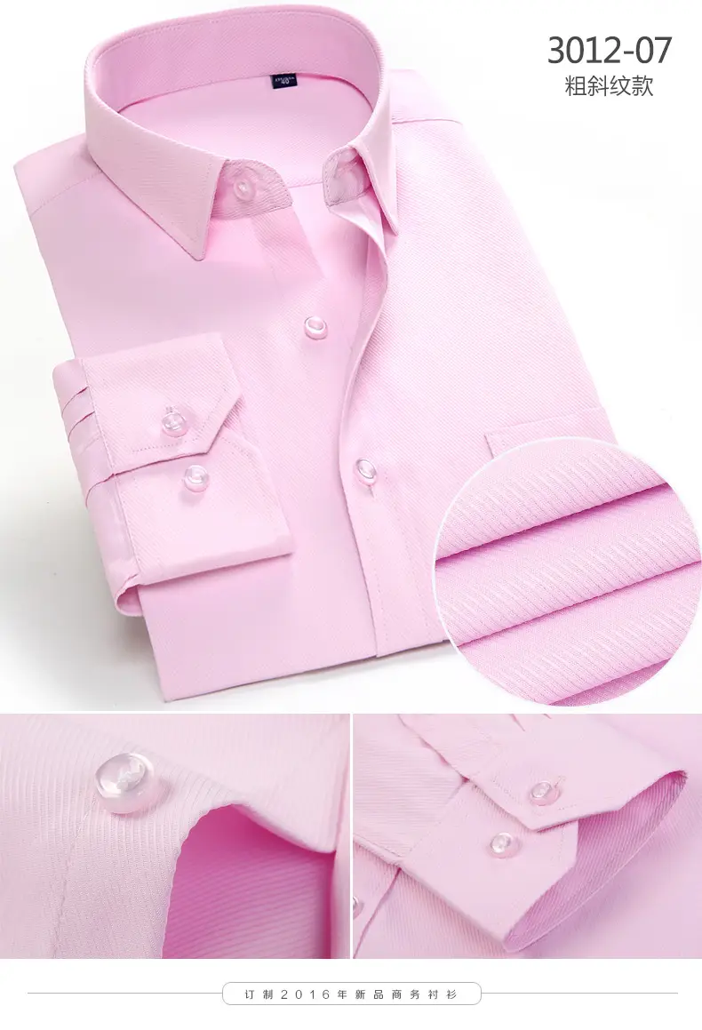 Long Sleeve Men's White Striped Business Shirt — feature 18