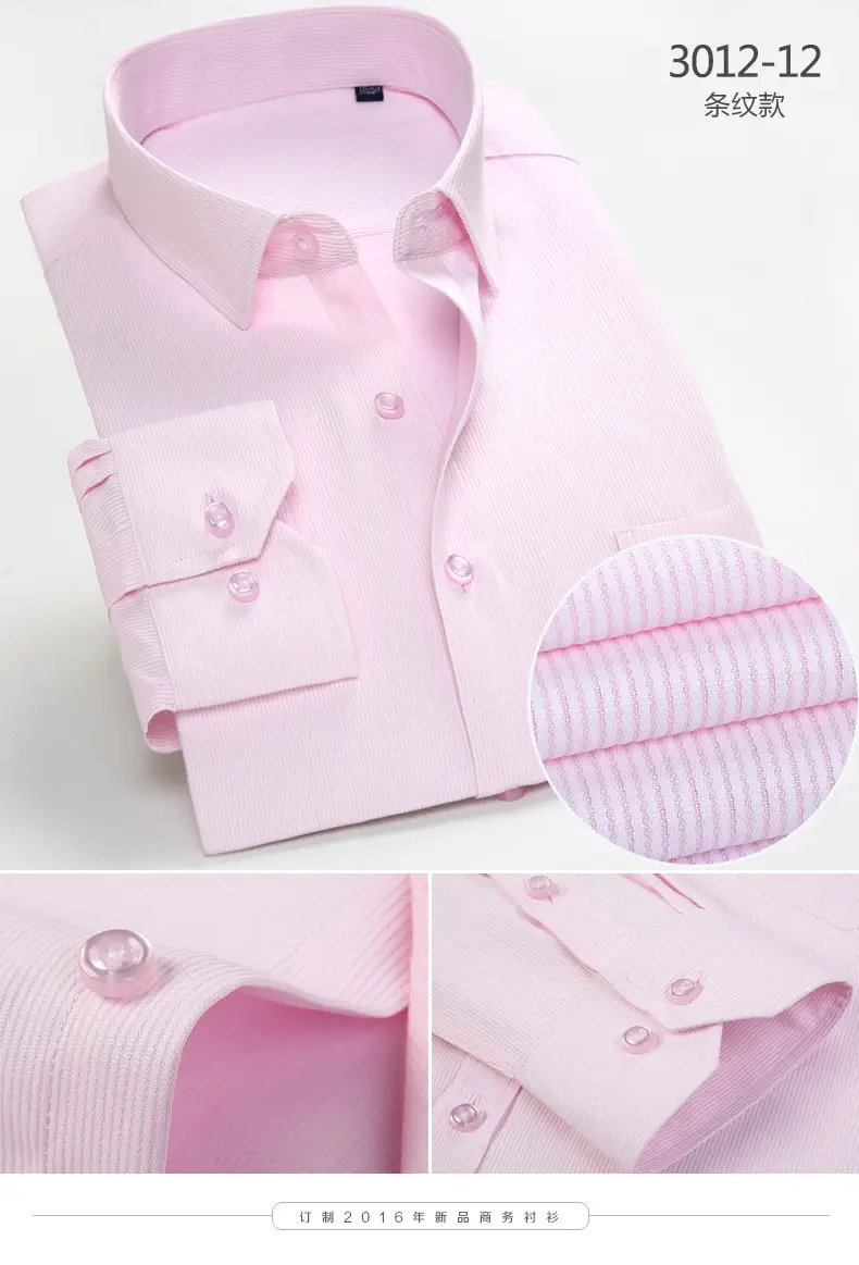 Long Sleeve Men's White Striped Business Shirt — feature 23