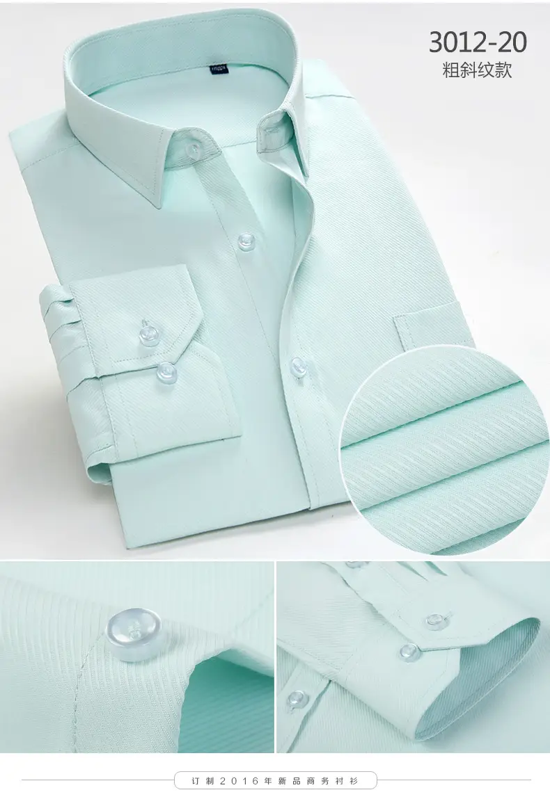 Long Sleeve Men's White Striped Business Shirt — feature 29