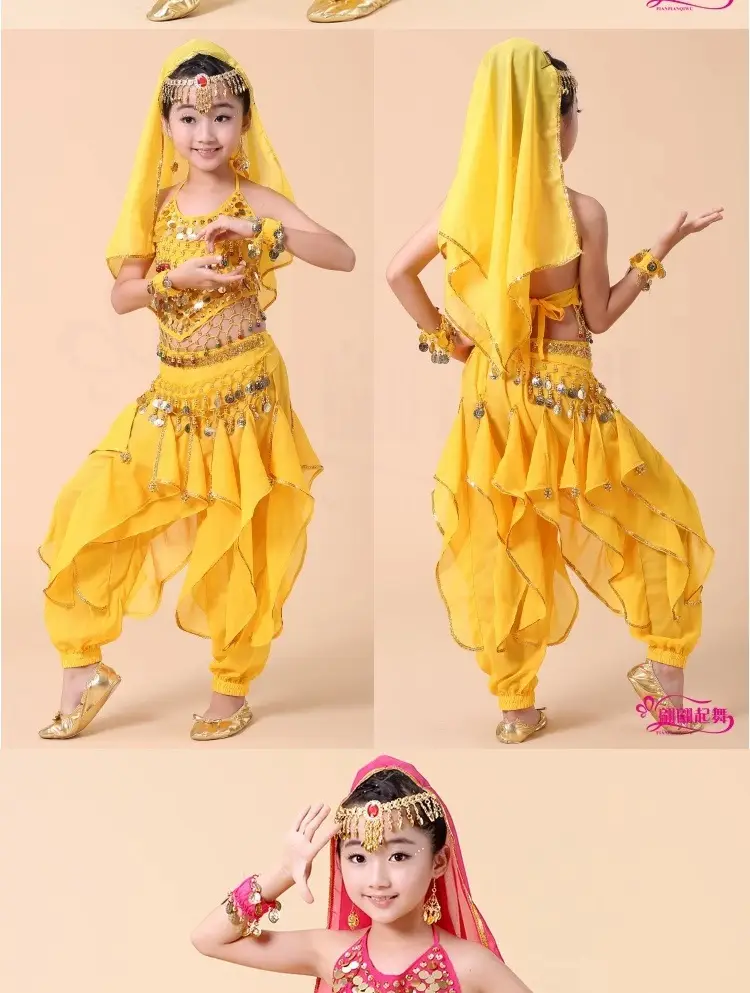 Girls Indian Dance Belly Dance Costume Red Pajama Set — feature 11