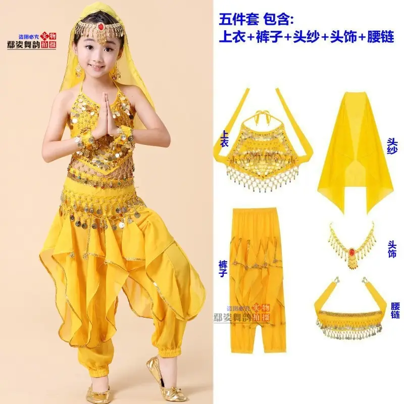 Girls Indian Dance Belly Dance Costume Red Pajama Set - Image 20
