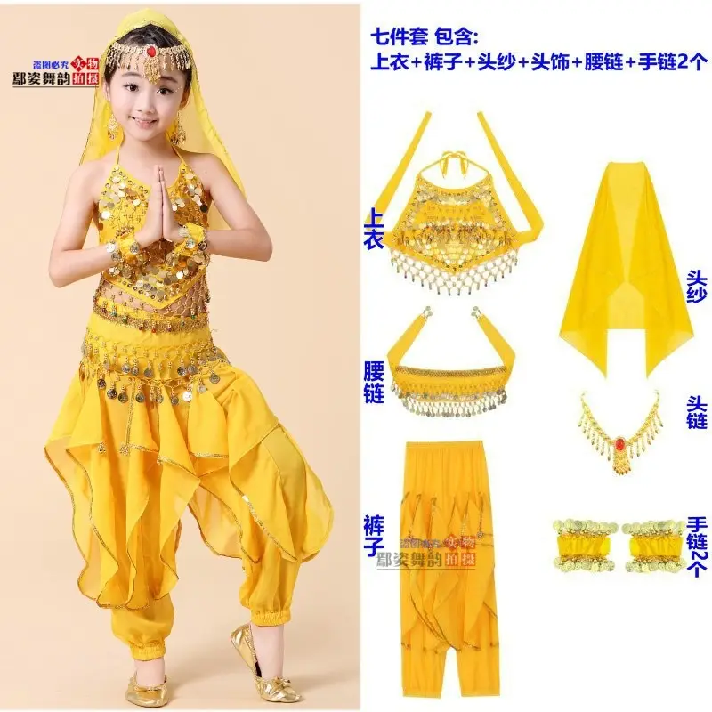Girls Indian Dance Belly Dance Costume Red Pajama Set - Image 26