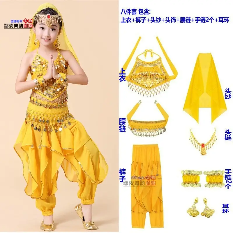 Girls Indian Dance Belly Dance Costume Red Pajama Set - Image 32