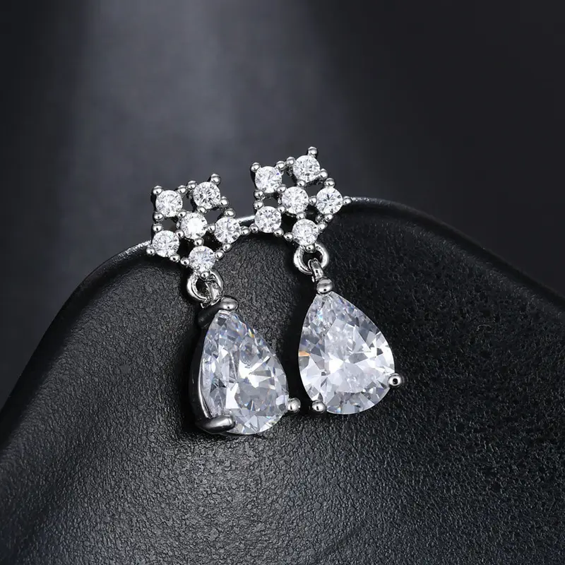 Japanese Korean Style Synthetic Ruby Earrings with Zircon Drop - Image 4