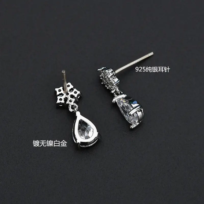 Japanese Korean Style Synthetic Ruby Earrings with Zircon Drop — feature 12