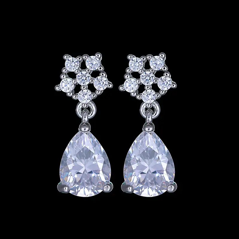 Japanese Korean Style Synthetic Ruby Earrings with Zircon Drop — feature 7