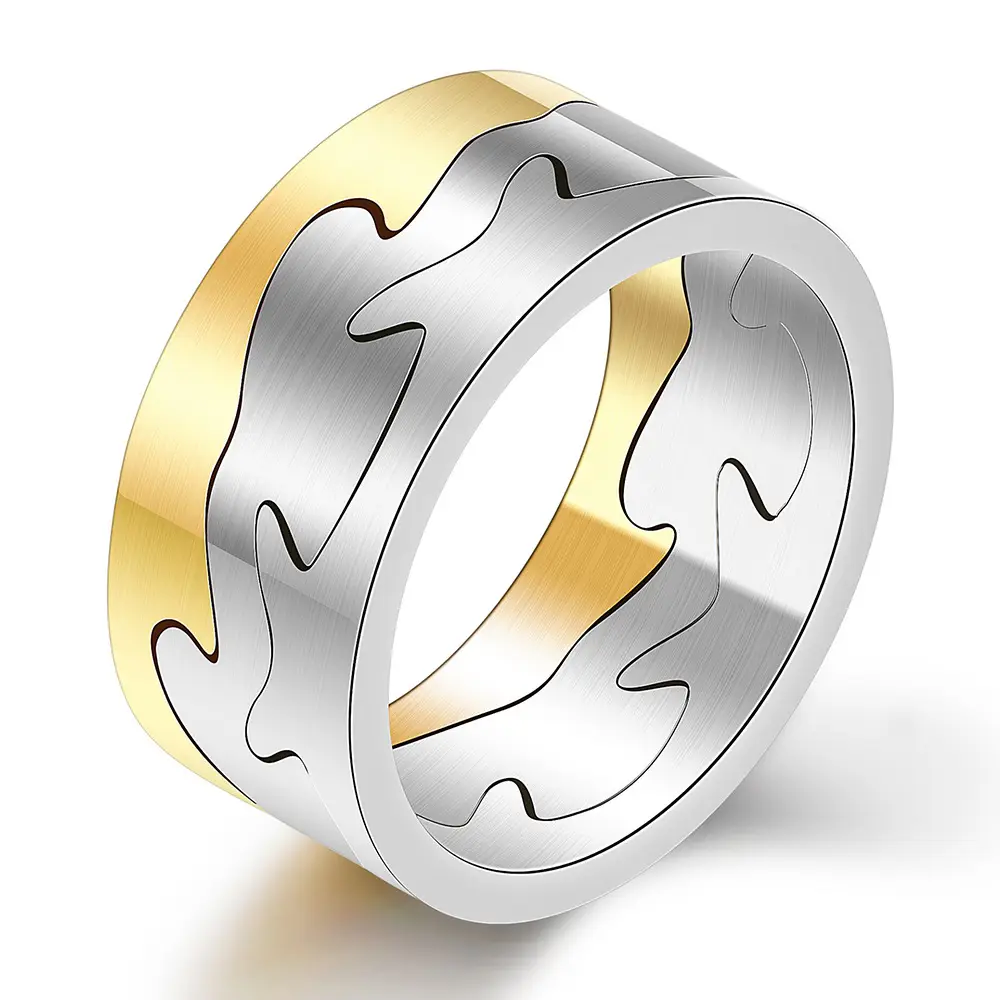 9mm Two-Color Crack Stainless Steel Ring for Men - Image 6
