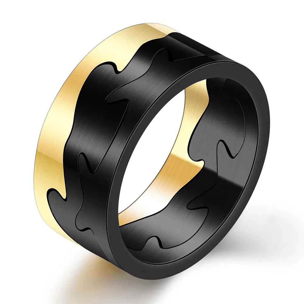 9mm Two-Color Crack Stainless Steel Ring for Men - Image 7