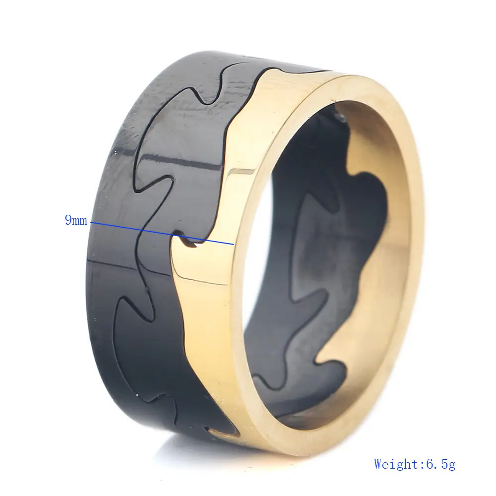 9mm Two-Color Crack Stainless Steel Ring for Men — feature 2