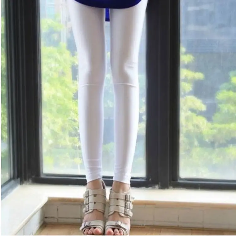 Women Candy Color Stretch Cropped Leggings Large
