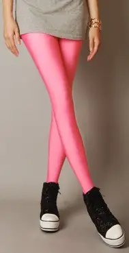 Women Candy Color Stretch Cropped Leggings Large