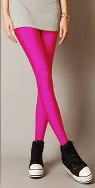 Women Candy Color Stretch Cropped Leggings Large