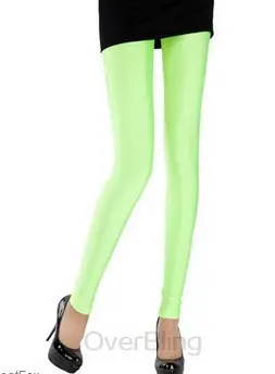 Women Candy Color Stretch Cropped Leggings Large