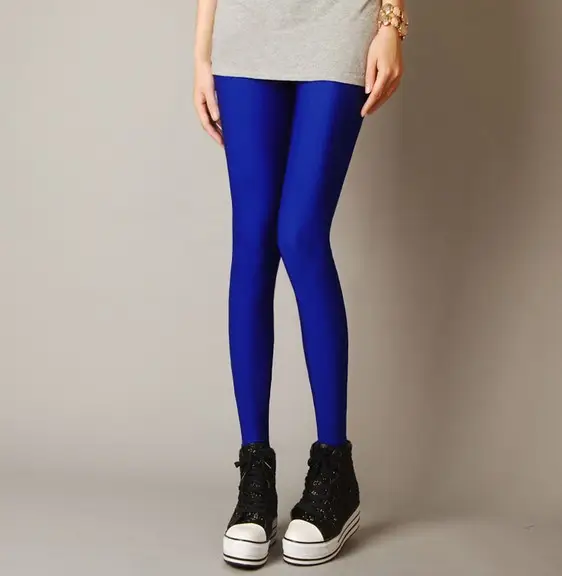 Women Candy Color Stretch Cropped Leggings Large