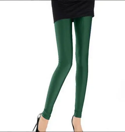 Women Candy Color Stretch Cropped Leggings Large