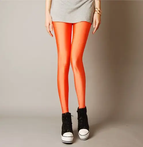 Women Candy Color Stretch Cropped Leggings Large
