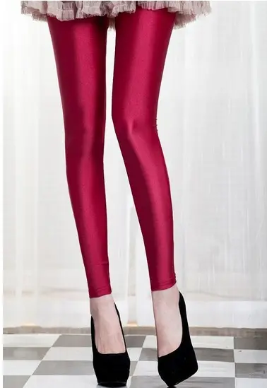 Women Candy Color Stretch Cropped Leggings Large