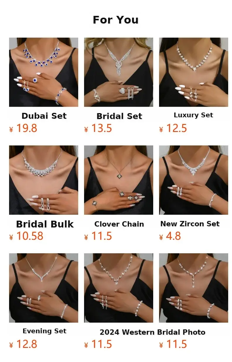 Cross-border Wedding Diamond Necklace Earrings Set Silver 500cm — feature 1